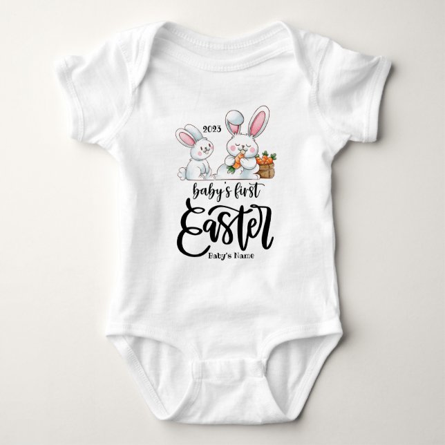 Happy 1st Easter - Baby's First Easter Custom Baby Bodysuit (Front)