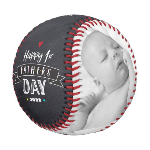 Happy 1st Fatherâs Day Bold Typography Chalkboard Baseball