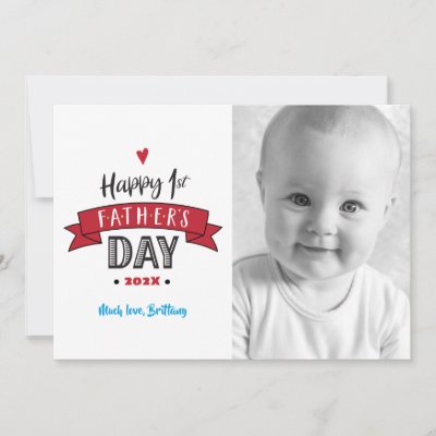 “Happy 1st Father’s Day” Bold Typography Photo Red Card