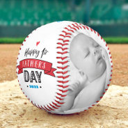 Happy 1st Father’s Day, Bold Typography Red Banner Baseball at Zazzle