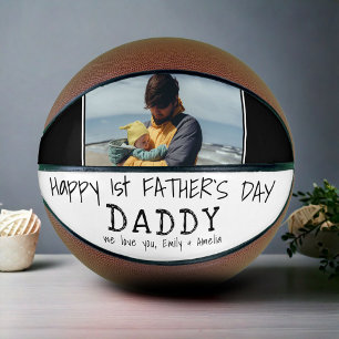 Happy 1st Father`s Day Daddy Dad Photo  Basketball