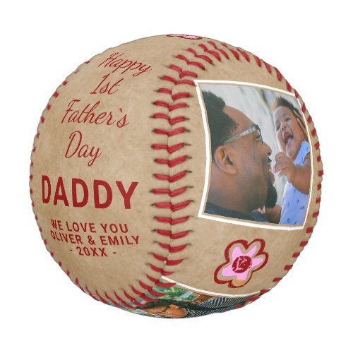Happy 1st Fathers Day Daddy Keepsake 3 Photo  Baseball
