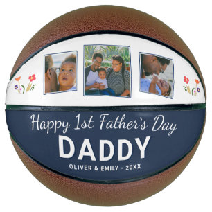 Happy 1st Father`s Day Daddy Keepsake 3 Photo Basketball
