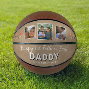 Happy 1st Father`s Day Daddy Keepsake 3 Photo Basketball