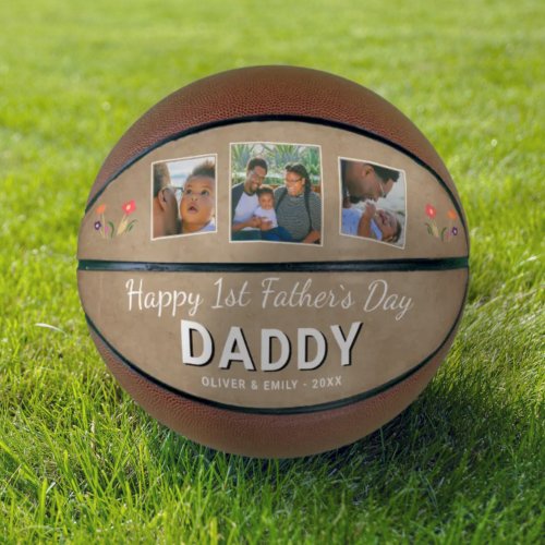 Happy 1st Fathers Day Daddy Keepsake 3 Photo  Basketball