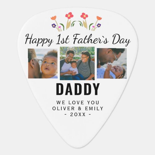 Happy 1st Fathers Day Daddy Keepsake 3 Photo Guitar Pick