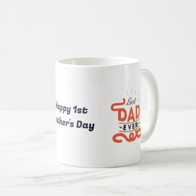 Happy 1st Father’s Day Mug – Blue Text Design (Front Right)