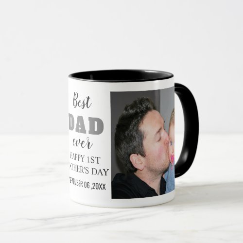 Happy 1st Fathers Day 20XX Best Dad Ever Photo Mug