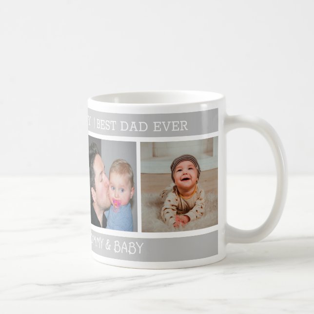 Happy 1st Father's Day Best Dad Ever 4 Photo Coffee Mug (Right)