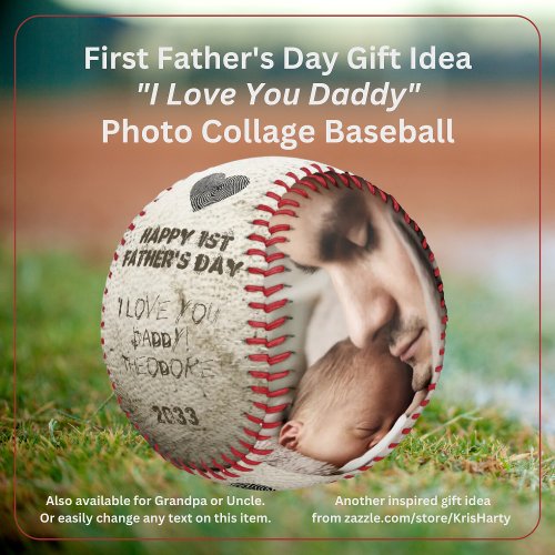 Happy 1st Fathers Day Daddy Photo Collage Keepsake Baseball