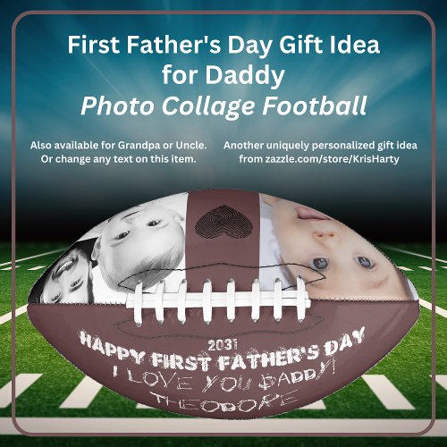 Happy 1st Fathers Day Daddy Photo Collage Keepsake Football
