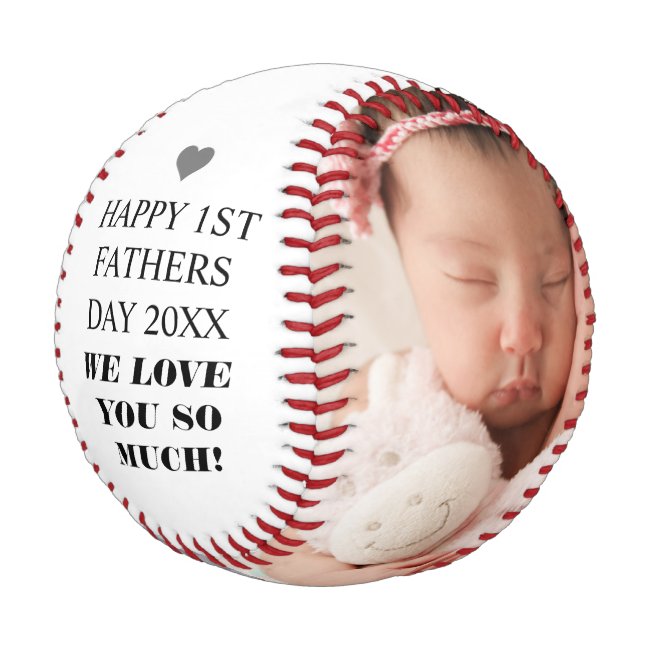Happy 1st Father's Day Family Photo Baseball