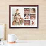 Happy 1st Father's Day Grandpa 4 Photo Wood  Award Plaque<br><div class="desc">First father's day gift idea for the new grandfather -A modern photo plaque with a collage grid created with 4 pictures and message on a trendy Wood  block.</div>