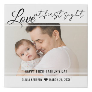 Happy 1st Father's Day Love At First Sight Photo Faux Canvas Print