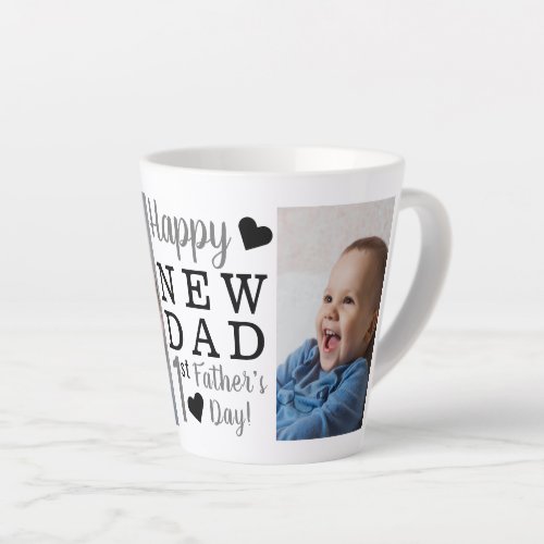 Happy 1st Fathers Day New Dad Baby 2 Photo Latte Mug
