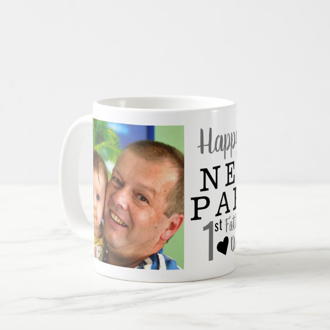 Happy 1st Father's Day New Papa Photo   Coffee Mug (Front Left)