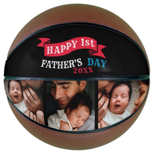 Happy 1st Fathers Day Photo Collage Typography Basketball