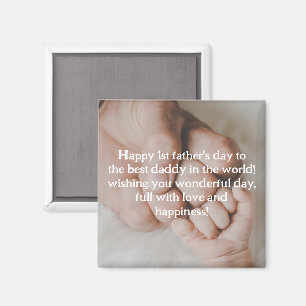  Happy 1st father's day photo modern script  Magnet