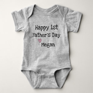 Personalised Happy First 1st Father's Day Arrow Heart Boys Baby Grow Bodysuit 