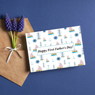 Happy 1st Father's Day Watercolor Nautical Card