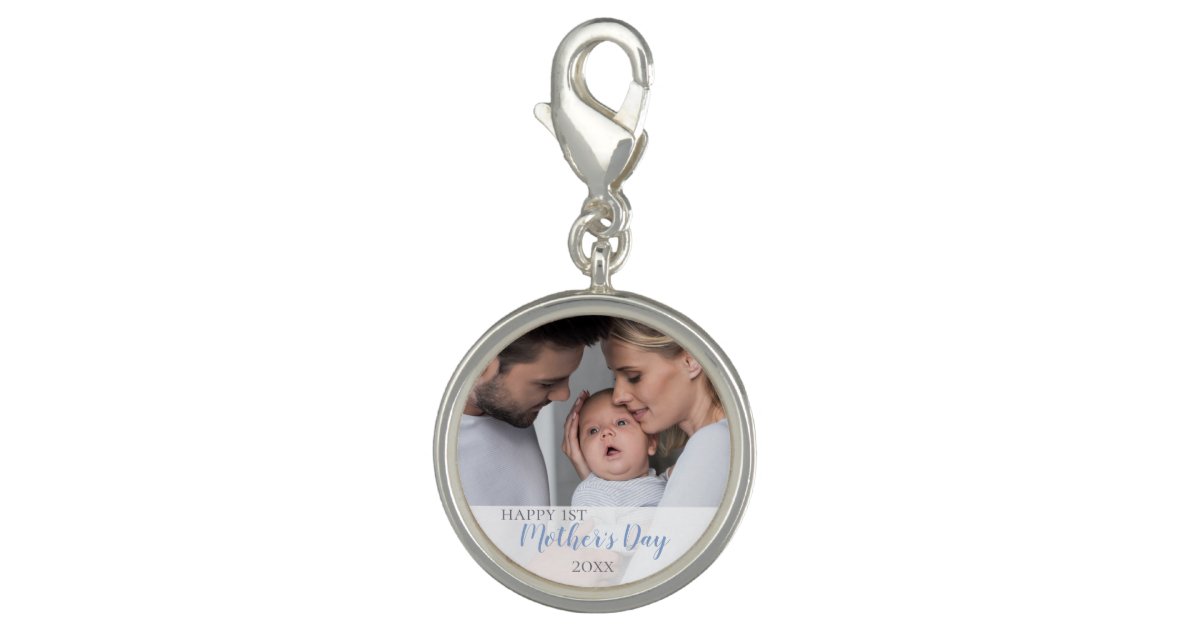 Happy 1st Mothers Day 2021 Baby Boy Photo Charm | Zazzle.com