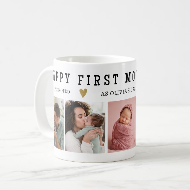 Happy 1st Mothers Day As Grandma 5 Photo Collage  Coffee Mug (Front Left)