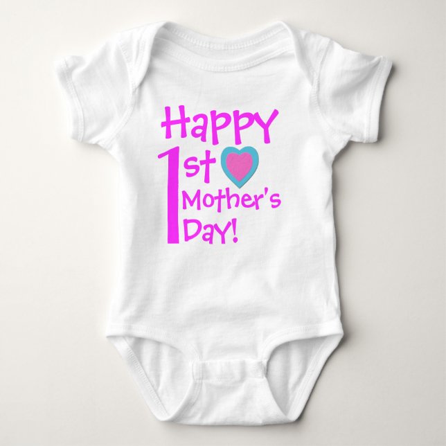 Happy 1st Mother's Day Baby Bodysuit (Front)