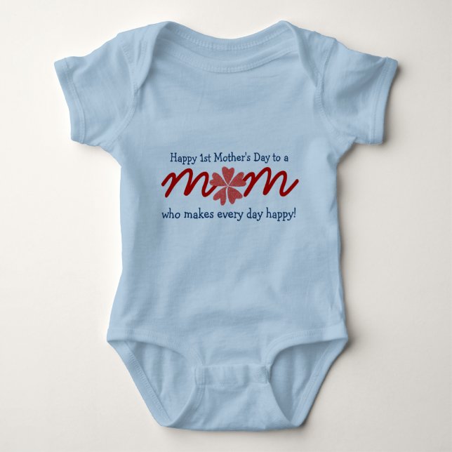 Happy 1st Mother's Day Baby Bodysuit (Front)