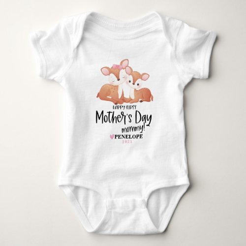 Happy 1st Mothers Day Baby Bodysuit With Name