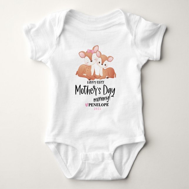 Happy 1st Mothers Day Baby Bodysuit With Name (Front)