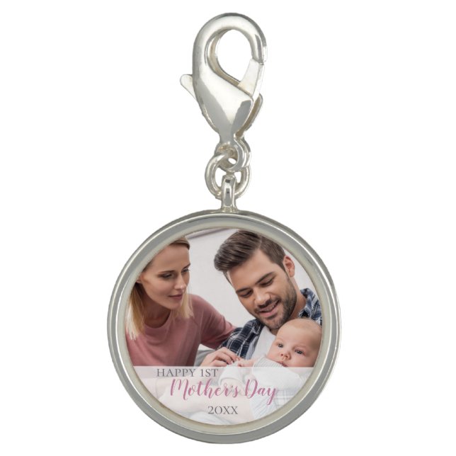 Happy 1st Mothers Day Baby Girl Photo Charm (Front)
