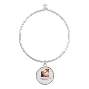 Happy 1st Mother's Day best mom ever add photo nam Bangle Bracelet