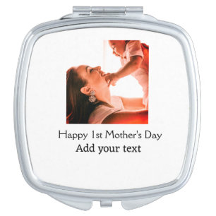 Happy 1st Mother's Day best mom ever add photo nam Compact Mirror