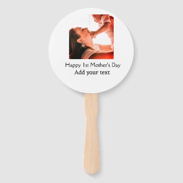Happy 1st Mother's Day best mom ever add photo nam Hand Fan (Front)