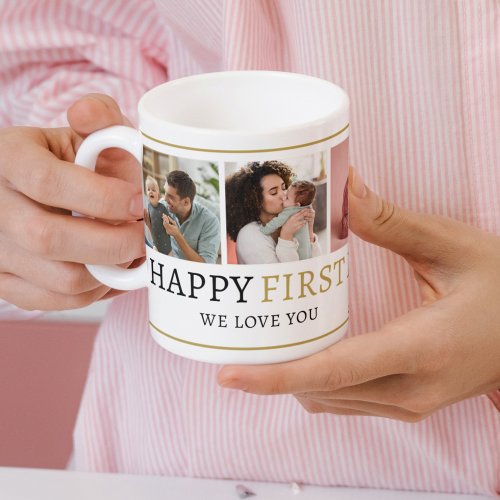 Happy 1st Mothers Day Black And Gold  5 Photo   Coffee Mug