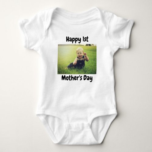 Happy 1st Mothers Day Custom Photo Baby Bodysuit