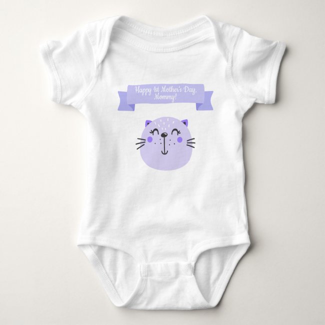 Happy 1st Mother's Day | Cute Purple Cat