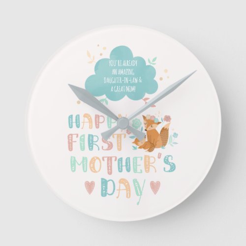 Happy 1st Mothers Day from the Mother in Law Round Clock
