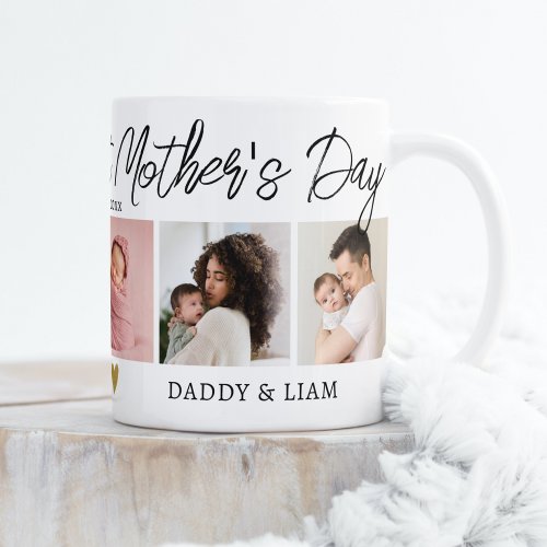 Happy 1st Mothers Day New Mom 5 Photo Collage   Coffee Mug