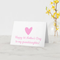 Happy 1st Mother's Day to Granddaughter Pink Heart
