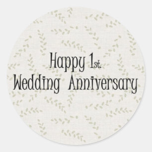 Happy 1st. Wedding Anniversary Classic Round Sticker
