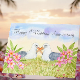 Happy 1st Wedding Anniversary  Laysan Albatross Card