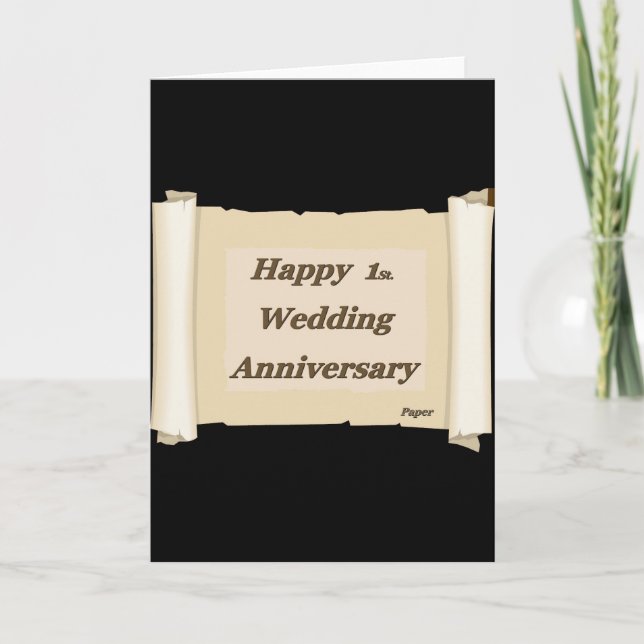 Happy 1St. Wedding Anniversary Paper Card (Front)