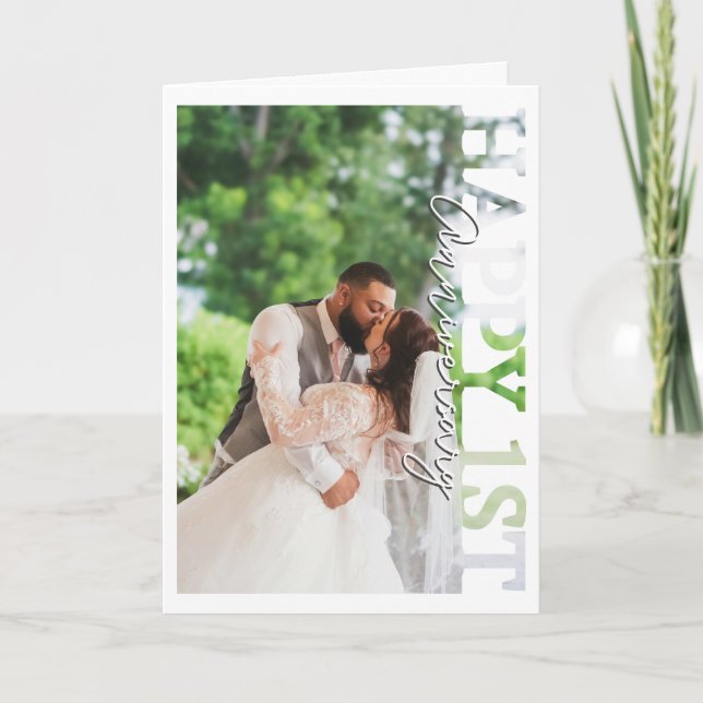 Happy 1st wedding Anniversary Photo Card (Front)