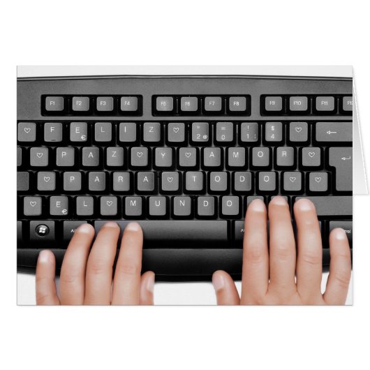 Happy 2014 keyboard messageHappy 2014 peace and lo Cards (Front Horizontal)