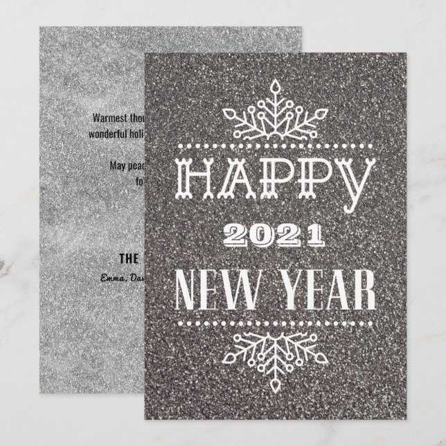 HAPPY 2021 NEW YEAR | Modern Typography Holiday Card (Front/Back)