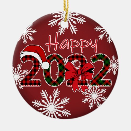 happy 2022 ceramic ornament