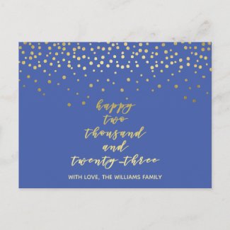 Happy 2023 - Gold Script & Confetti - New Year's  