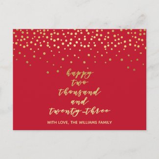 Happy 2023 - Gold Script & Confetti - New Year's  