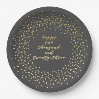 Happy 2023 - Gold Script & Wreath New Year 